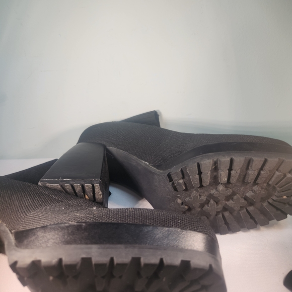 Chic Black Knit Heeled Boots - Picture 6 of 8